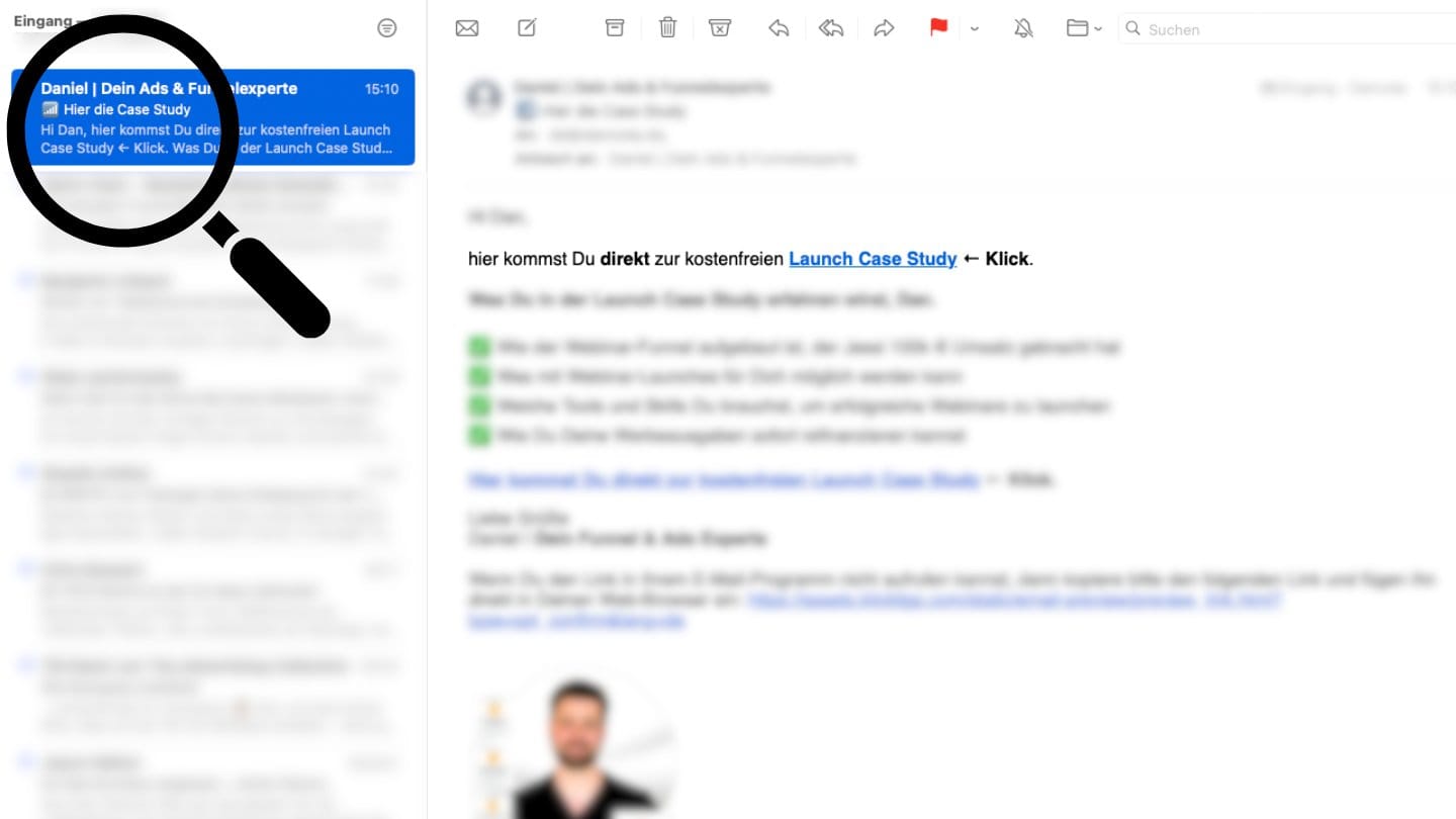 So findest Du die E-Mail in Deinem Postfach